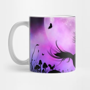 Wonderful unicorn with fairy in the night Mug